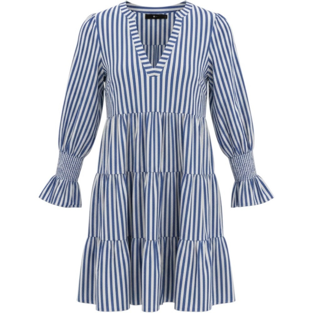 Pomander Place Striped Babydoll Mini Dress Womens XS Blue White Coastal Hamptons